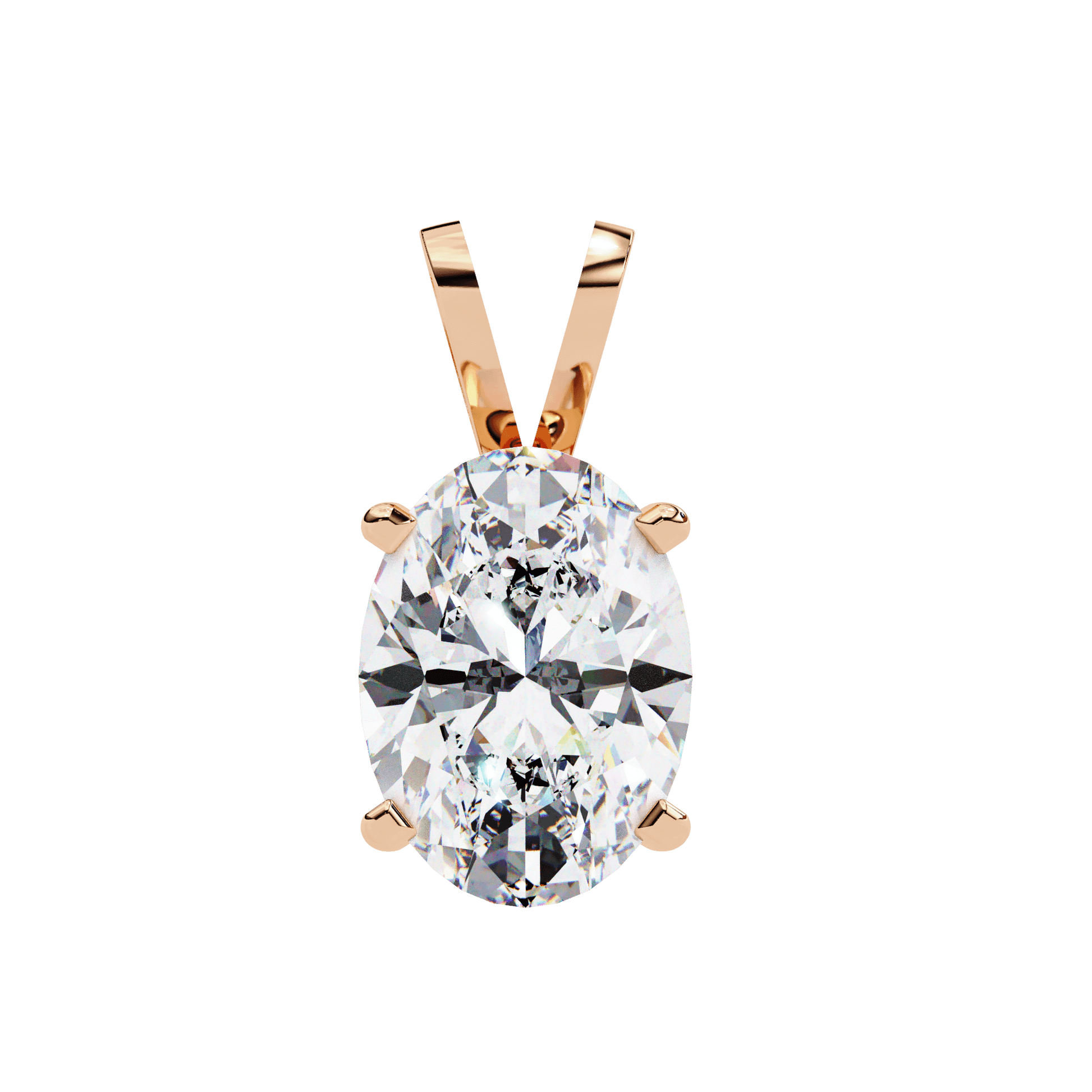 Oval-cut solitaire diamond pendant by Carat House Dubai featuring a sleek, elegant design with a sparkling diamond pendant.