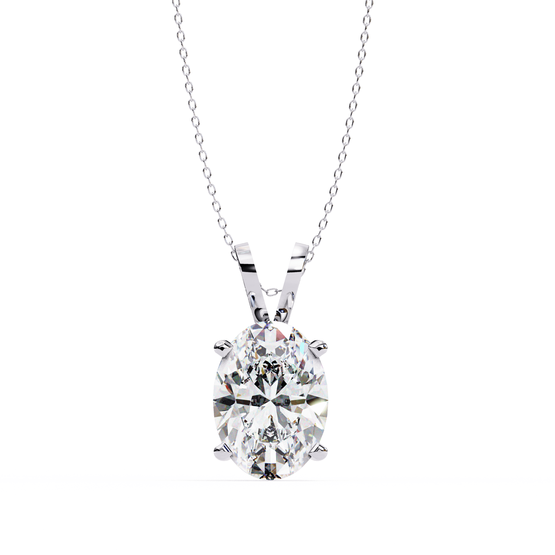 Erica – Oval-Cut Solitaire Diamond Pendant — diamond pendant necklace — lab grown diamond and natural diamond — 18k white gold — Carat House