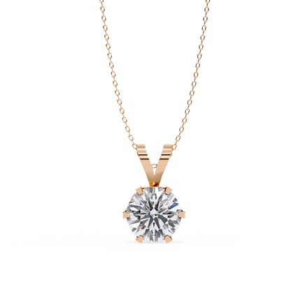 Gina - Round-cut Solitaire Pendant in a Classic 6-Prong Setting