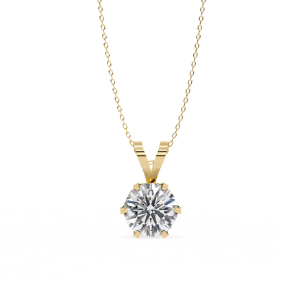 Gina - Round-cut Solitaire Pendant in a Classic 6-Prong Setting