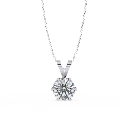 Gina - Round-cut Solitaire Pendant in a Classic 6-Prong Setting