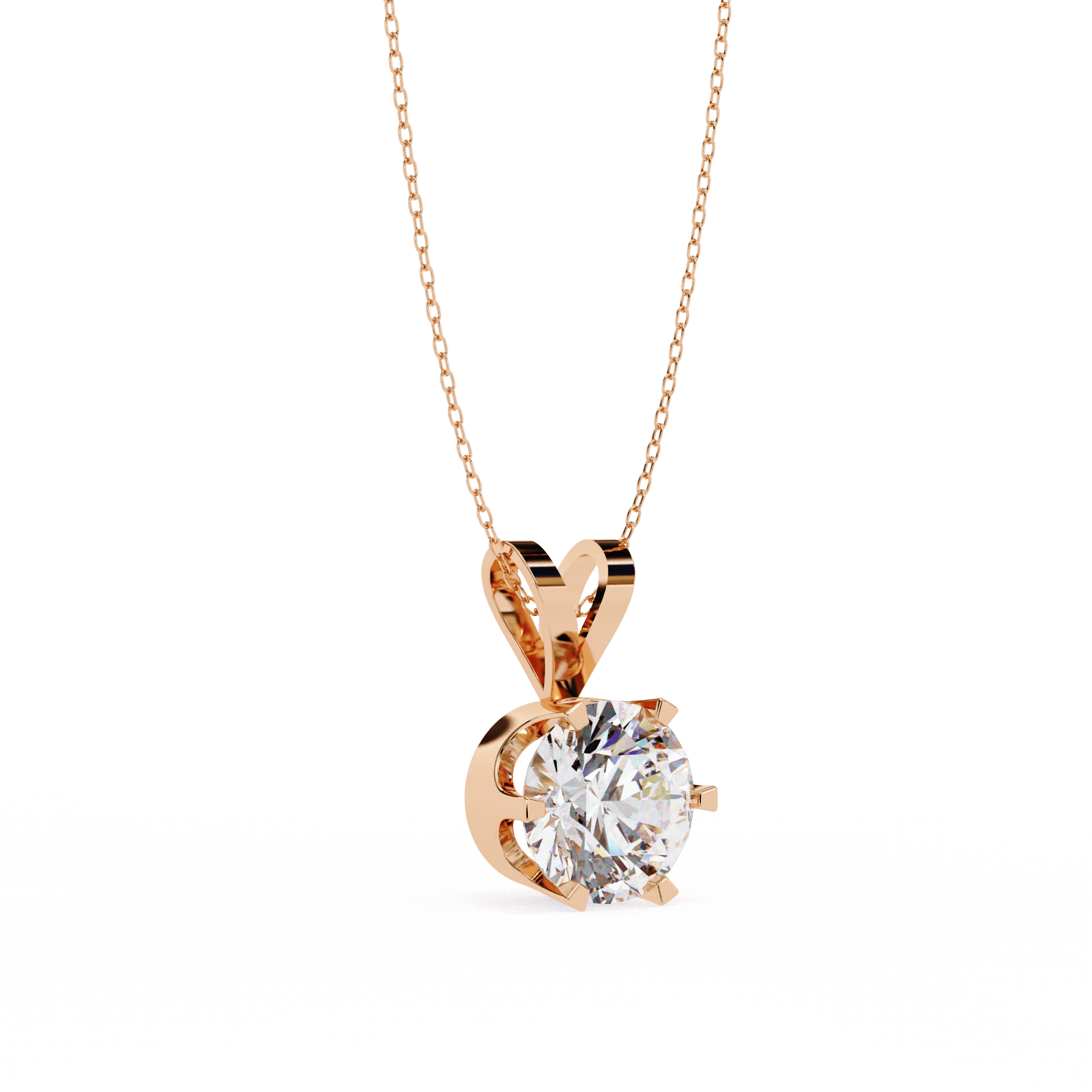 Gina round-cut solitaire pendant in a classic 6-prong setting by Carat House Dubai, featuring a sparkling gemstone.