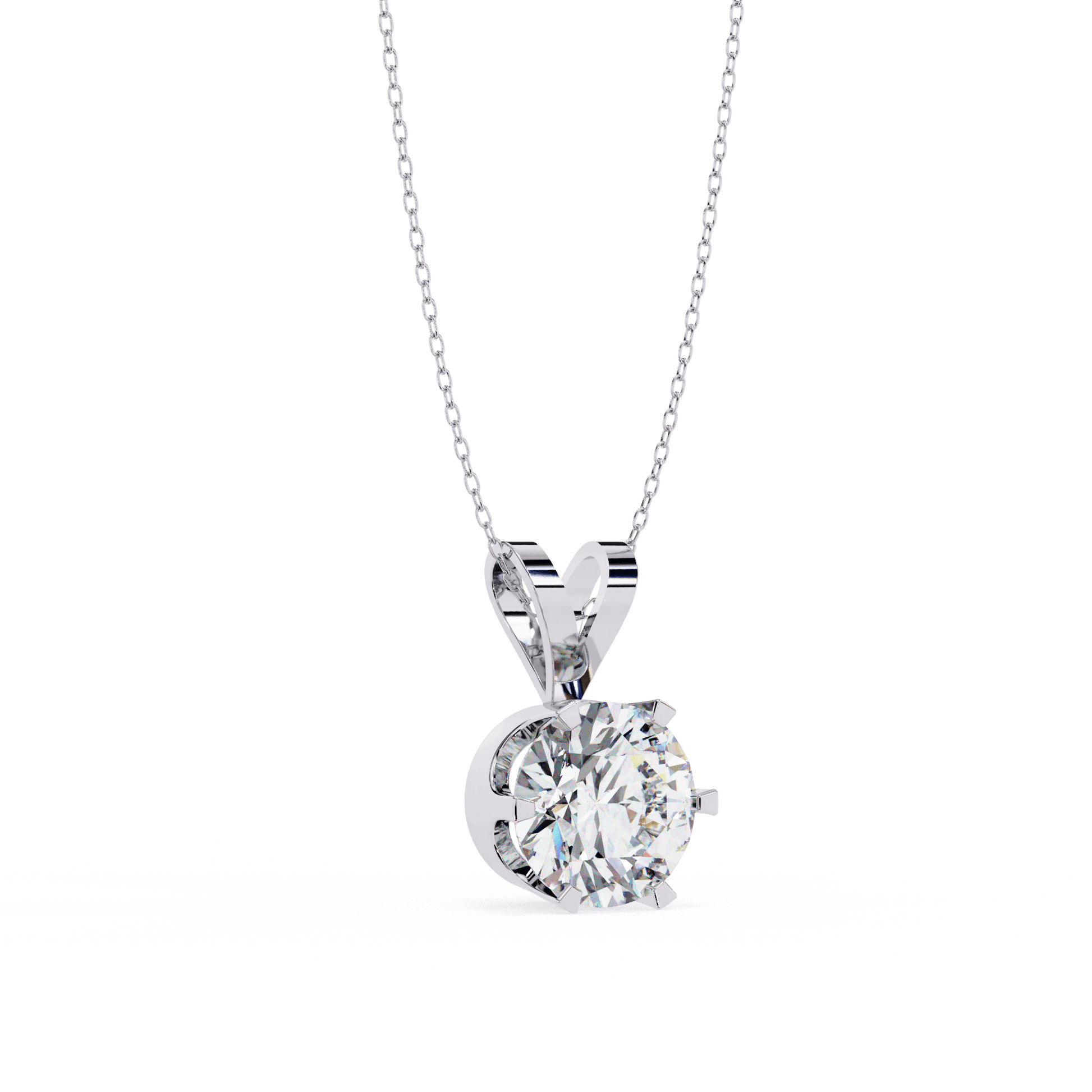 Round-cut solitaire pendant by Carat House Dubai featuring a classic 6-prong setting and elegant jewelry design.