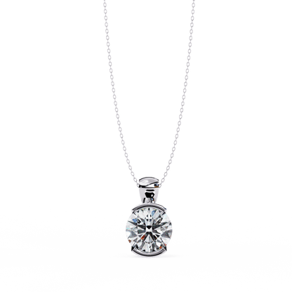 Hailey - Half Bezel Round Diamond Pendant