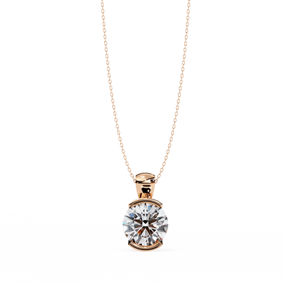 Hailey - Half Bezel Round Diamond Pendant
