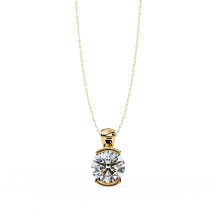 Hailey - Half Bezel Round Diamond Pendant