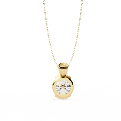 Hailey - Half Bezel Round Diamond Pendant