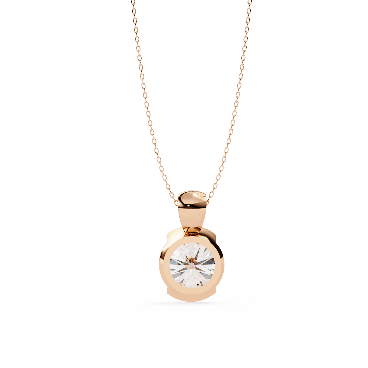Hailey - Half Bezel Round Diamond Pendant
