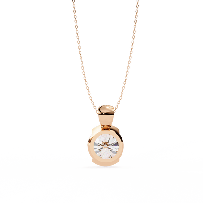 Hailey - Half Bezel Round Diamond Pendant