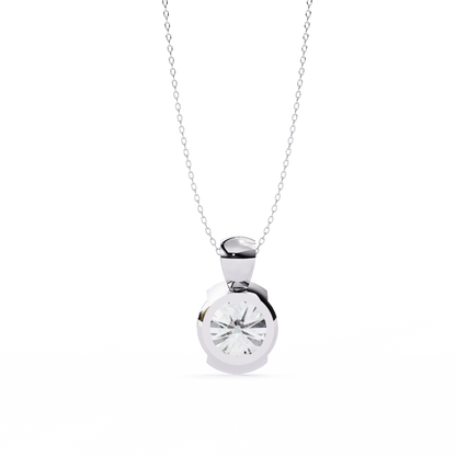 Hailey - Half Bezel Round Diamond Pendant