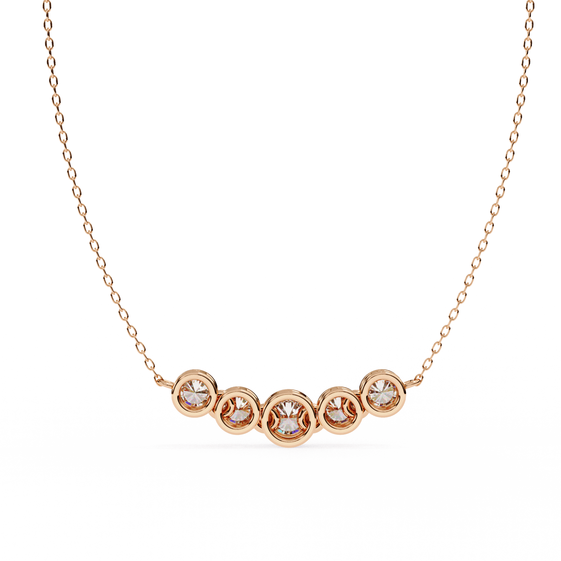 Heather graduated bezel-set diamond bar necklace by Carat House Dubai, featuring a sleek, elegant diamond bar pendant on a fine chain.