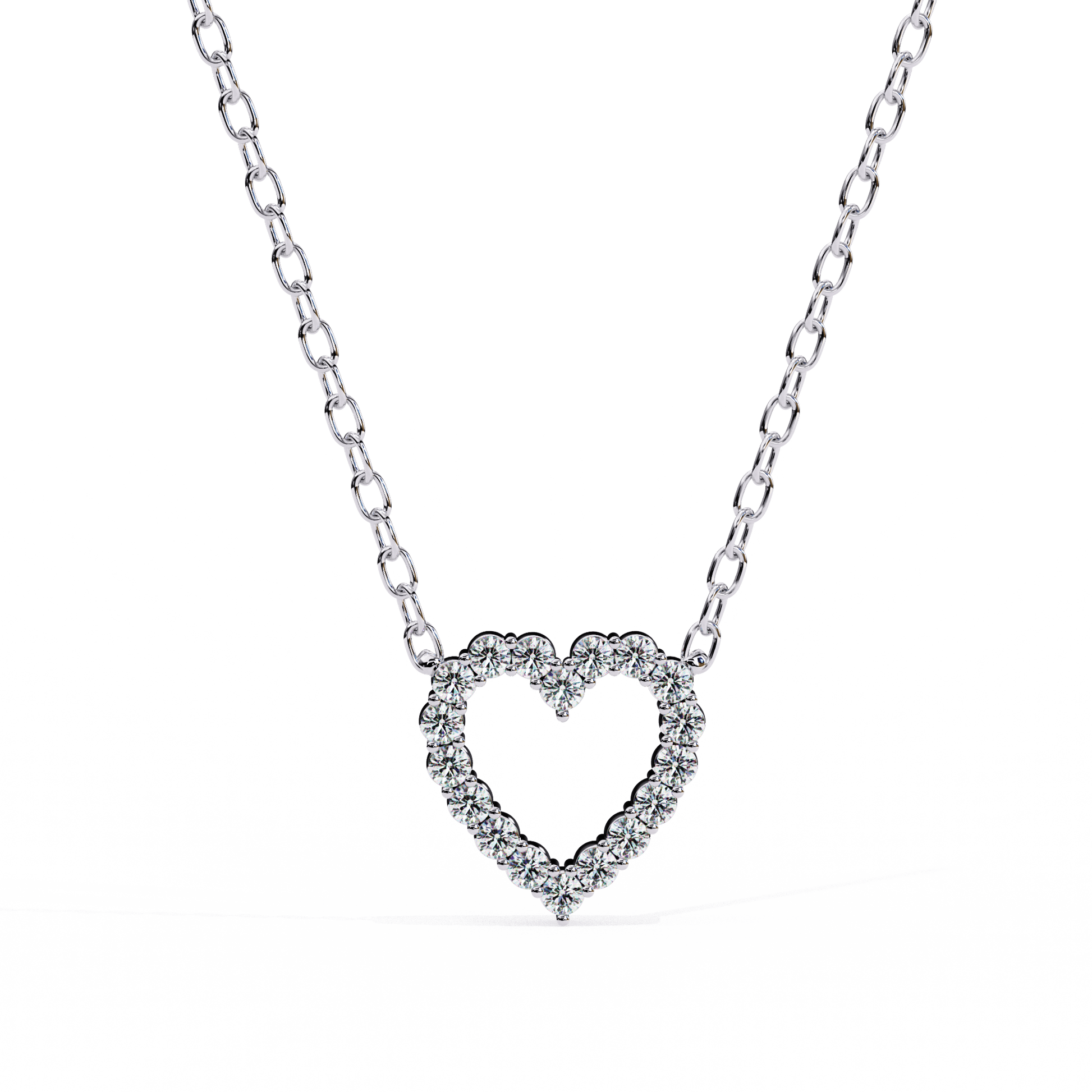 Janice – Heart-Shaped Diamond Pendant — diamond pendant necklace — lab grown diamond and natural diamond — 18k white gold — Carat House