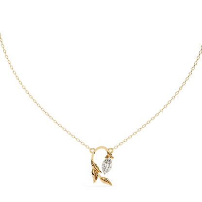 Elowen – Marquise Diamond Sculpted Leaf Pendant