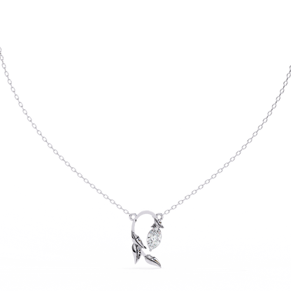 Elowen – Marquise Diamond Sculpted Leaf Pendant