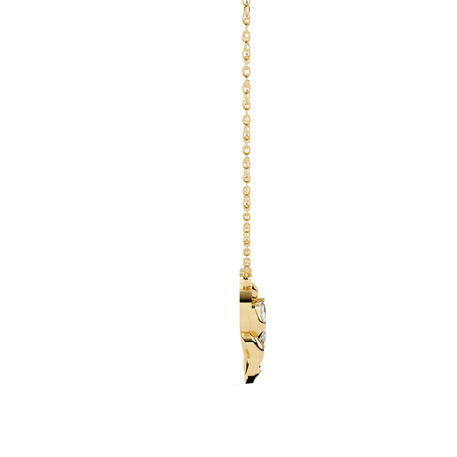 Elowen marquise diamond sculpted leaf pendant by Carat House Dubai featuring intricate leaf design with sparkling diamonds.