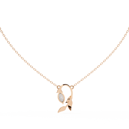 Elowen – Marquise Diamond Sculpted Leaf Pendant
