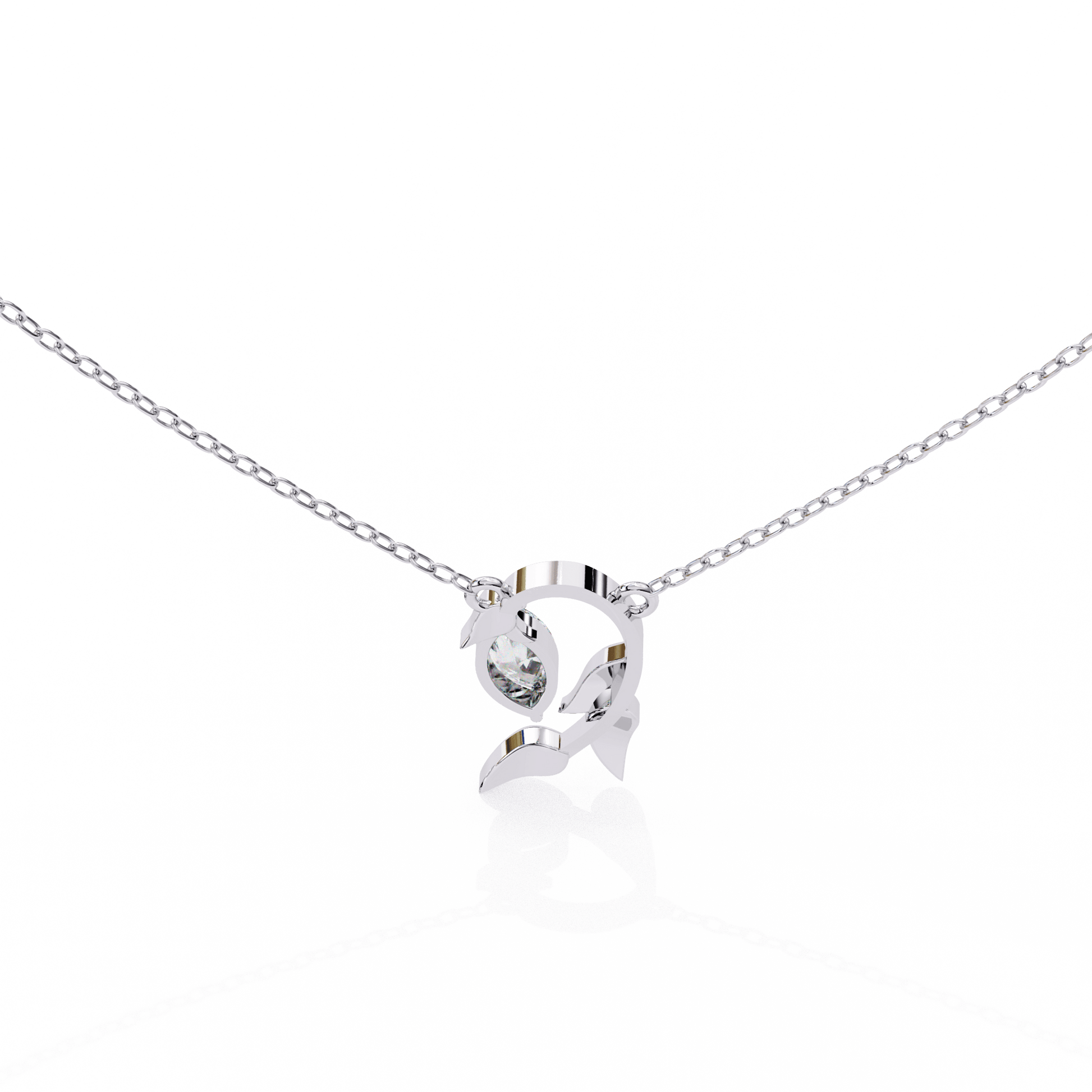 Elowen Marquise Diamond Sculpted Leaf Pendant by Carat House Dubai, featuring a delicate leaf design with sparkling diamonds.