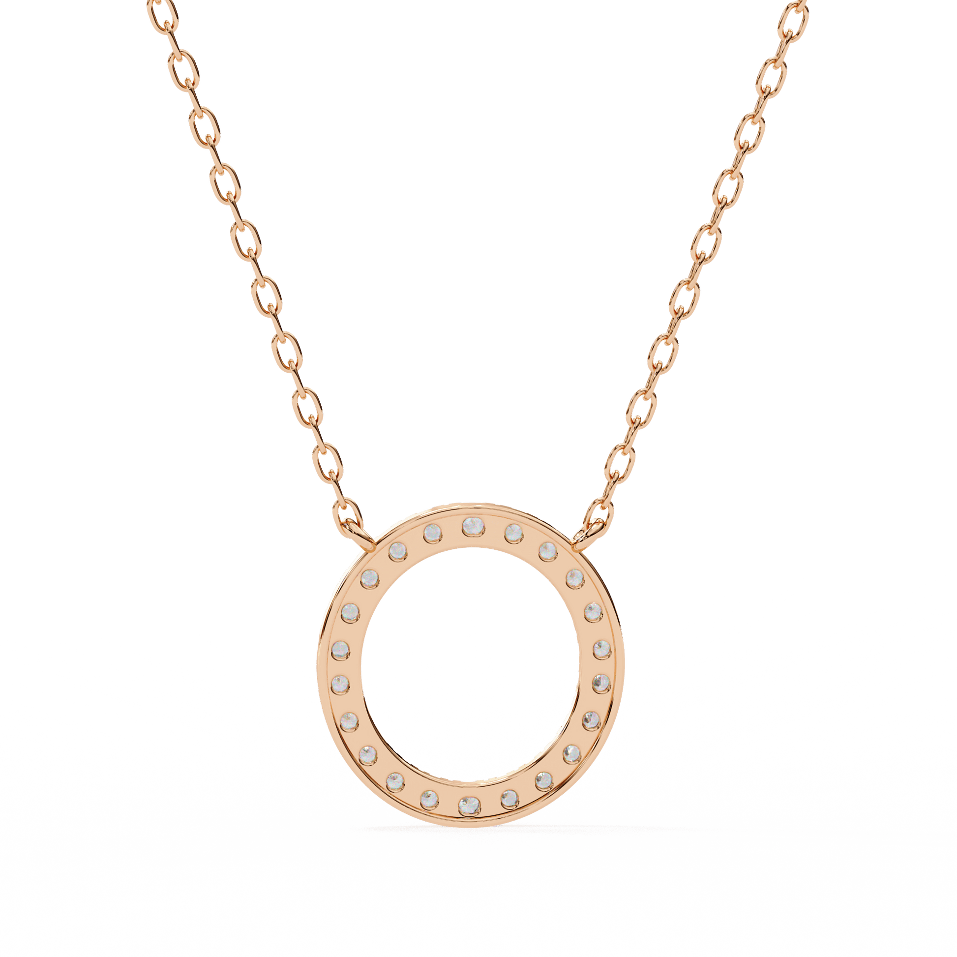 Elegant Joanne diamond circle pendant by Carat House Dubai featuring a sparkling diamond design on a delicate chain.