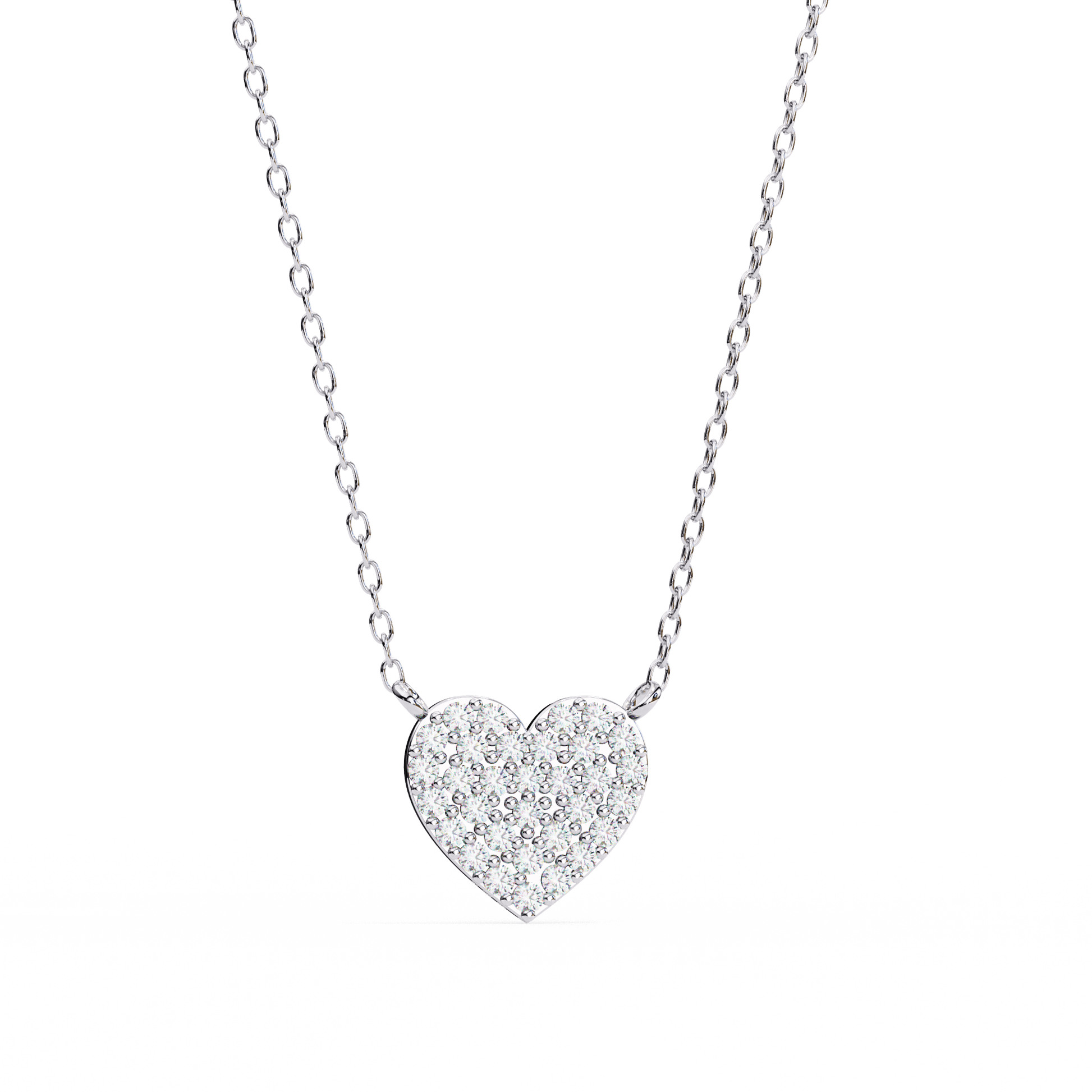 Kaitlyn pave heart diamond pendant by Carat House Dubai, showcasing a sparkling heart-shaped diamond on a delicate chain.