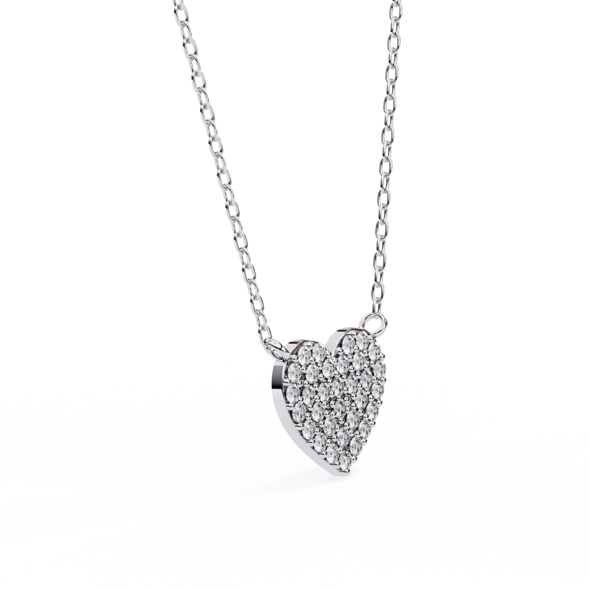 Kaitlyn – Pave Heart Diamond Pendant — diamond pendant necklace — lab grown diamond and natural diamond — 18k white gold — Carat House