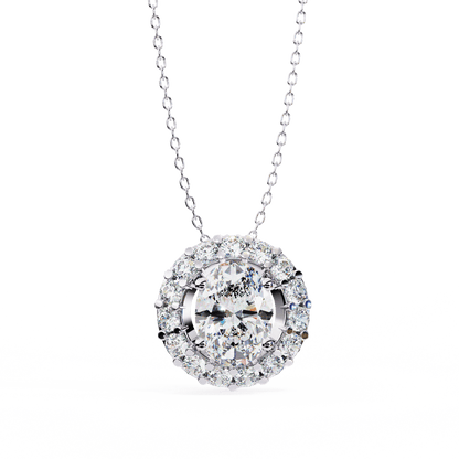 Kylie – Oval Diamond Halo Pendant