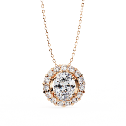 Kylie – Oval Diamond Halo Pendant