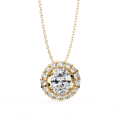 Kylie – Oval Diamond Halo Pendant