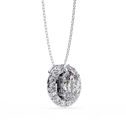 Kylie – Oval Diamond Halo Pendant