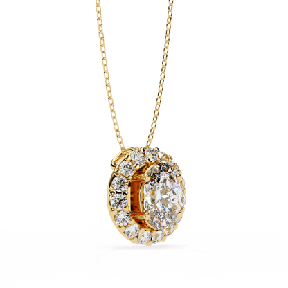 Kylie – Oval Diamond Halo Pendant