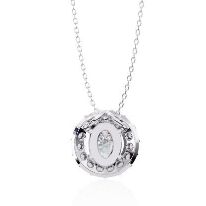 Kylie – Oval Diamond Halo Pendant