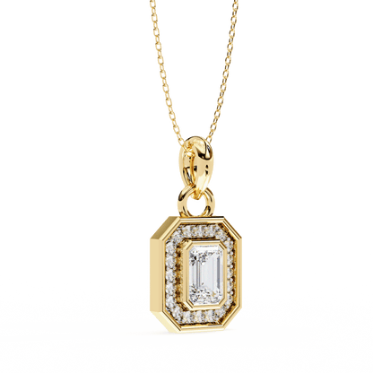 Lauren – Emerald-Cut Halo Pendant