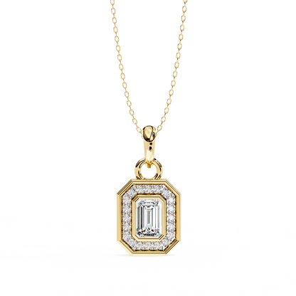 Lauren – Emerald-Cut Halo Pendant