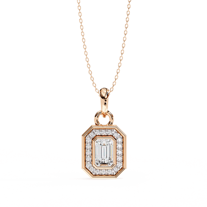 Lauren – Emerald-Cut Halo Pendant