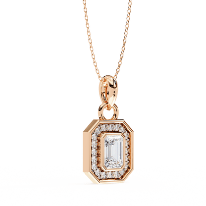 Lauren – Emerald-Cut Halo Pendant