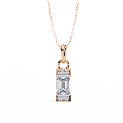 Lucia - Emerald Solitaire Pendant with Accent Diamonds