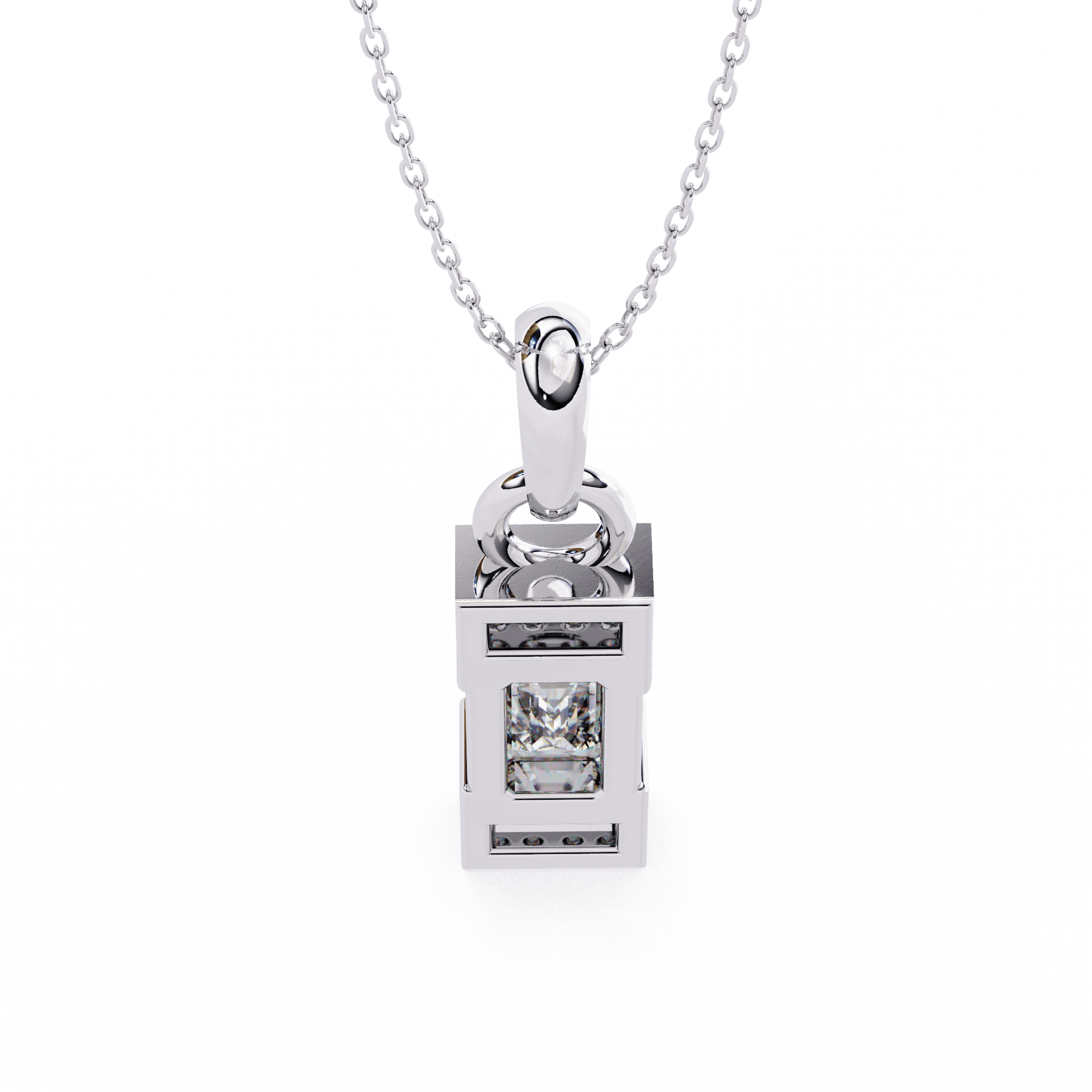Emerald solitaire pendant by Carat House Dubai featuring accent diamonds, elegant jewelry with a central emerald gemstone.