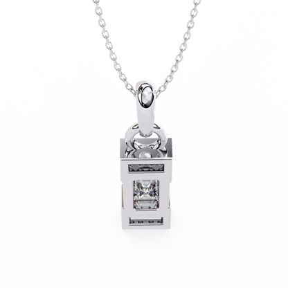 Lucia - Emerald Solitaire Pendant with Accent Diamonds