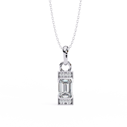 Lucia - Emerald Solitaire Pendant with Accent Diamonds
