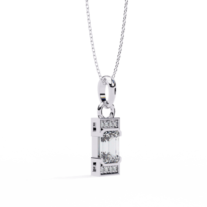 Lucia - Emerald Solitaire Pendant with Accent Diamonds