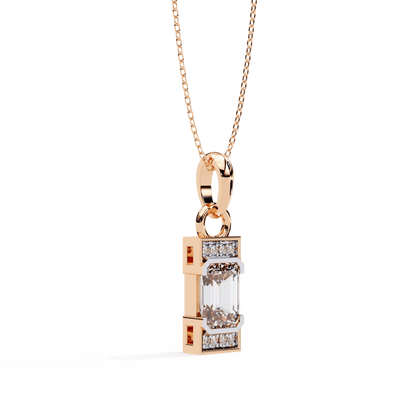Lucia - Emerald Solitaire Pendant with Accent Diamonds