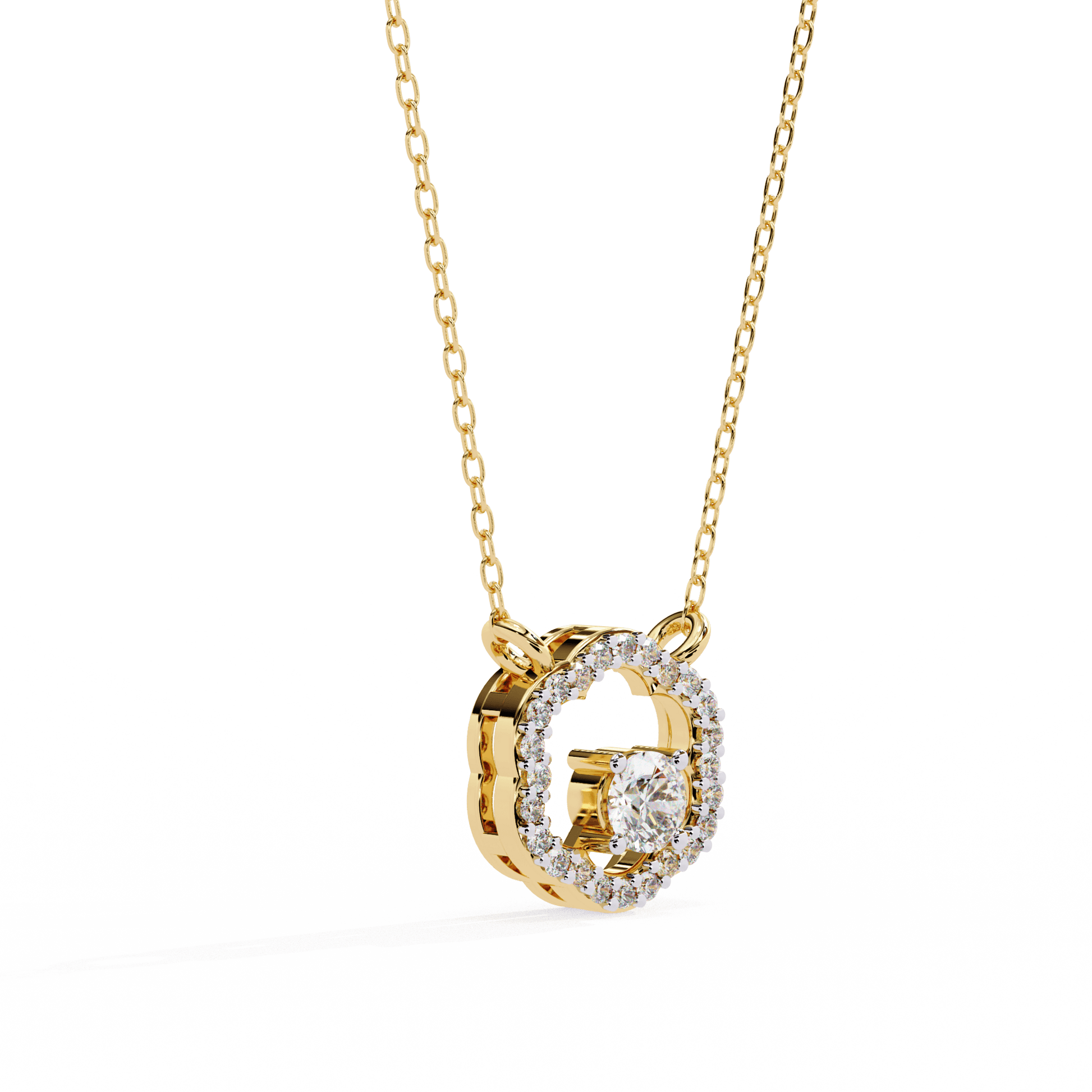 Marcia Petal Halo Accent Diamond Pendant by Carat House Dubai, close-up of elegant diamond pendant with petal-inspired design.