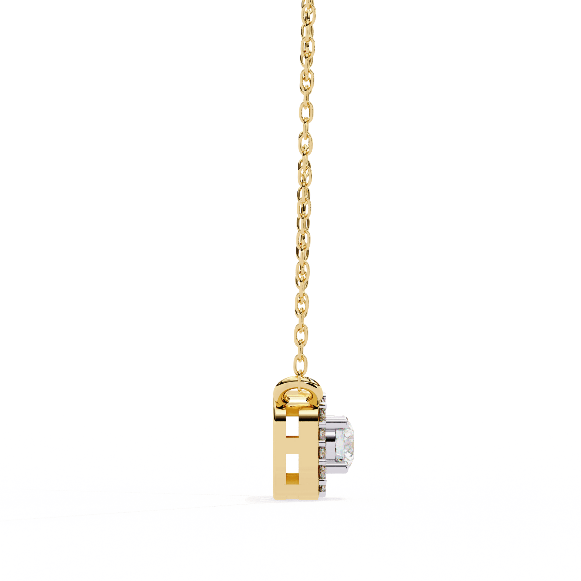 Carat House Dubai Mandy halo diamond pendant featuring a sparkling central diamond and elegant design.
