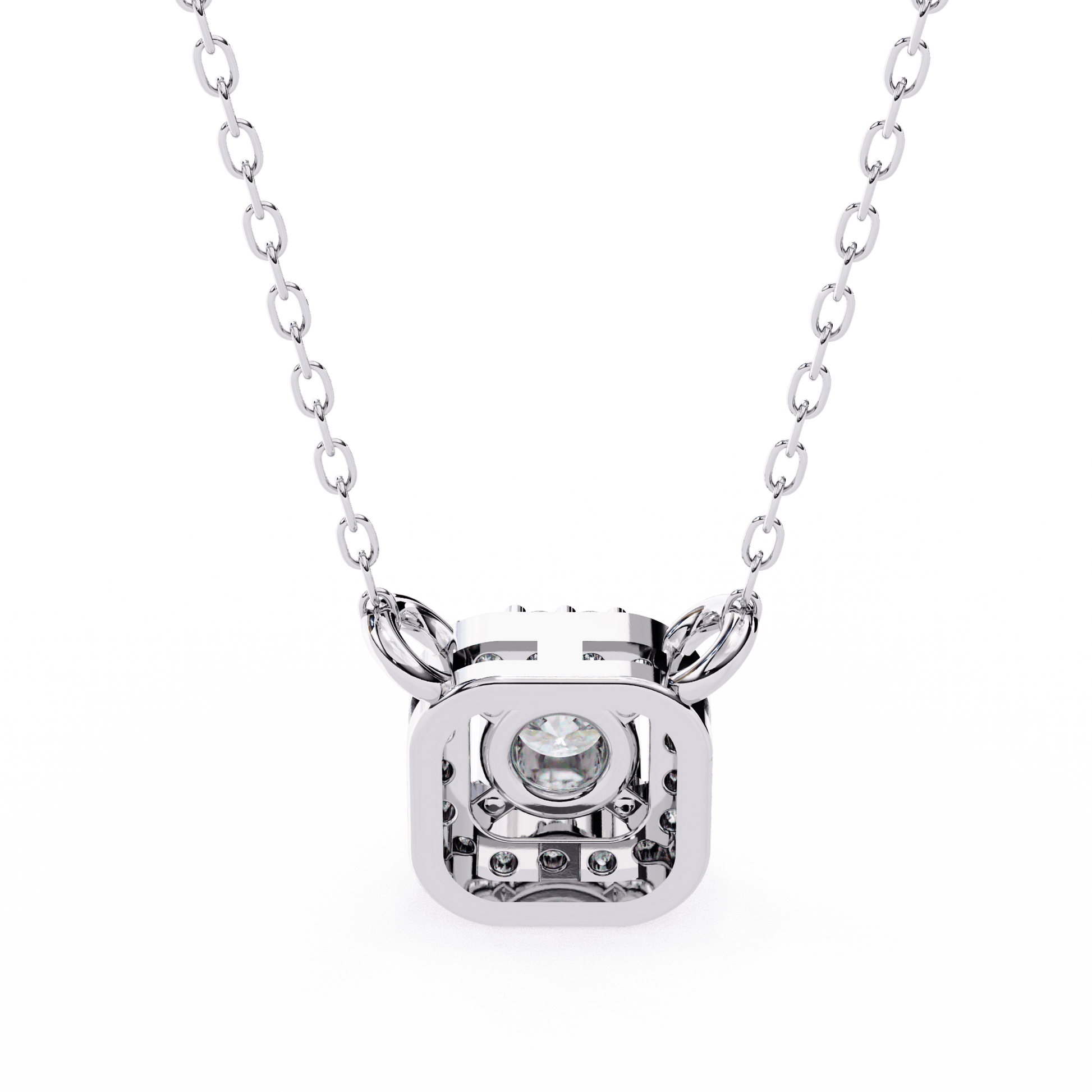 Mandy Halo Diamond Pendant by Carat House Dubai featuring a sparkling diamond halo design on a delicate chain.