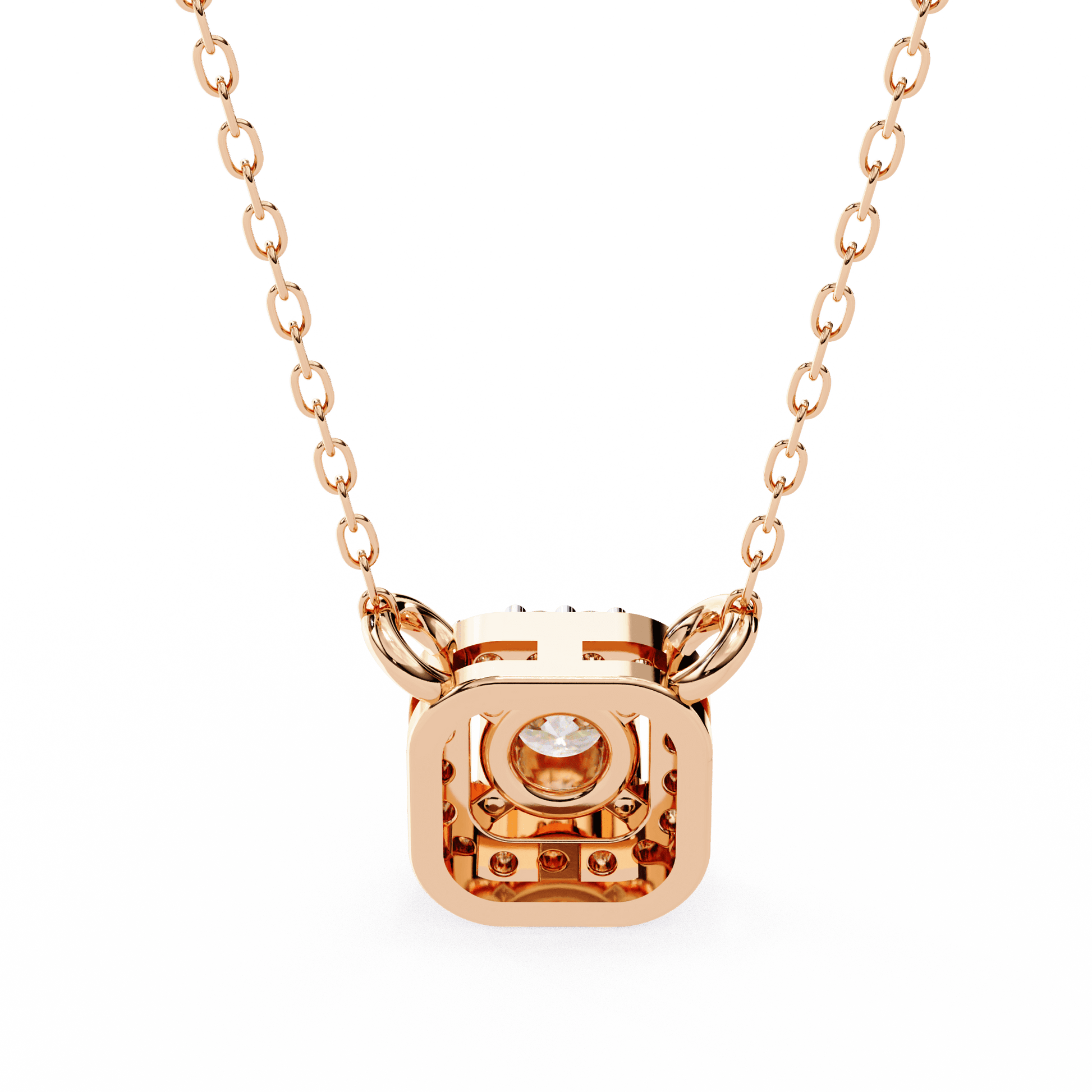 Mandy Halo Diamond Pendant by Carat House Dubai featuring a sparkling diamond pendant on a delicate chain.