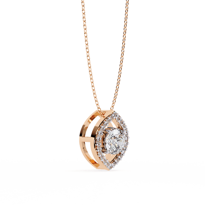 Milena - Marquise Halo Round Diamond Pendant