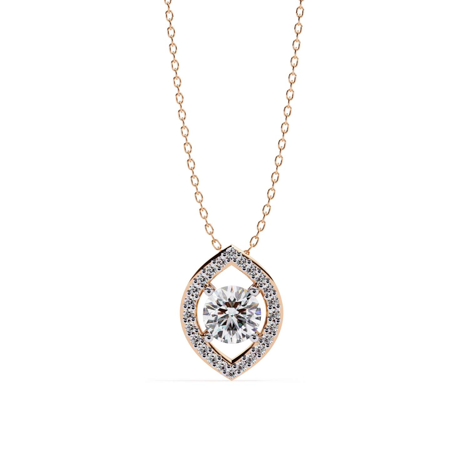 Milena - Marquise Halo Round Diamond Pendant