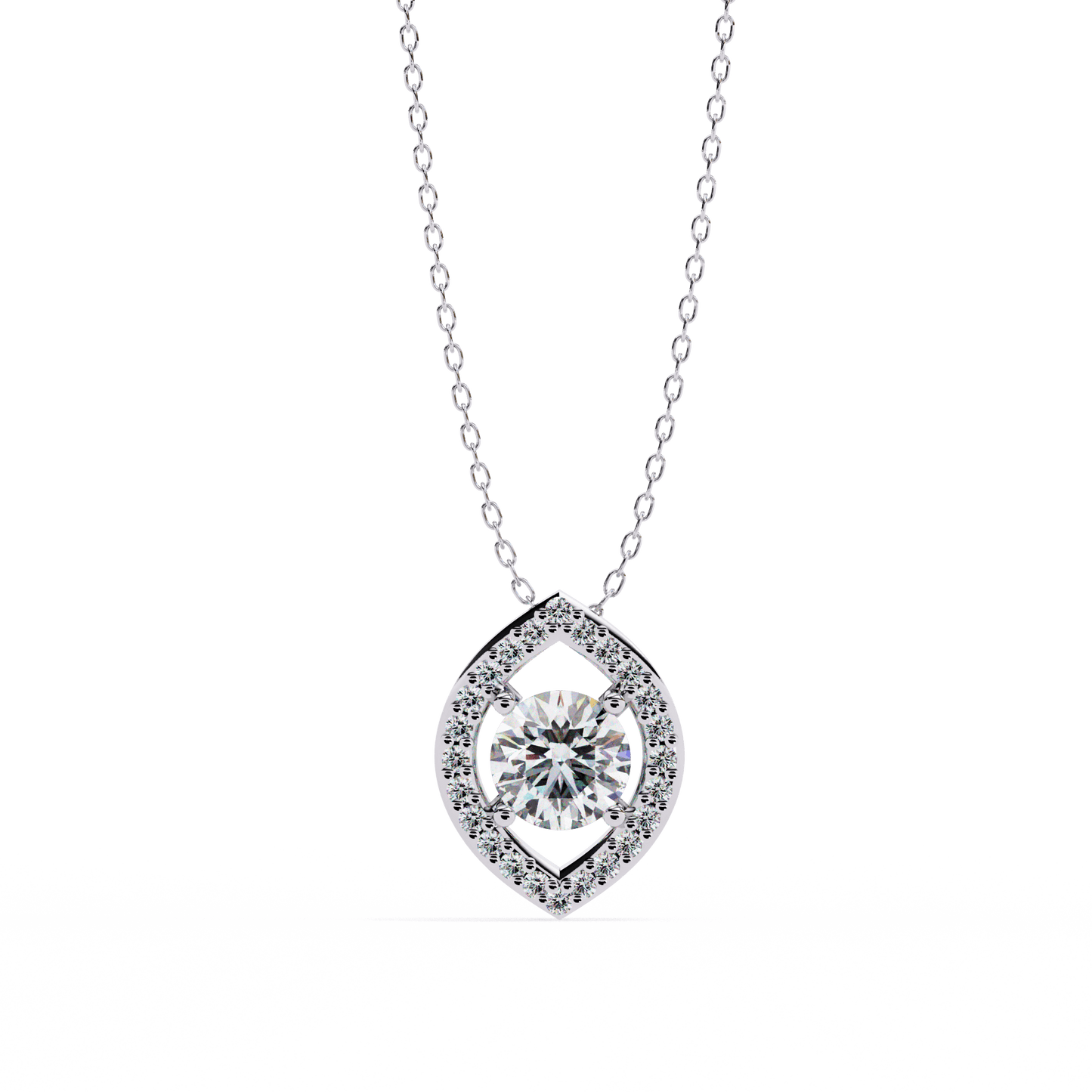 Milena - Marquise Halo Round Diamond Pendant