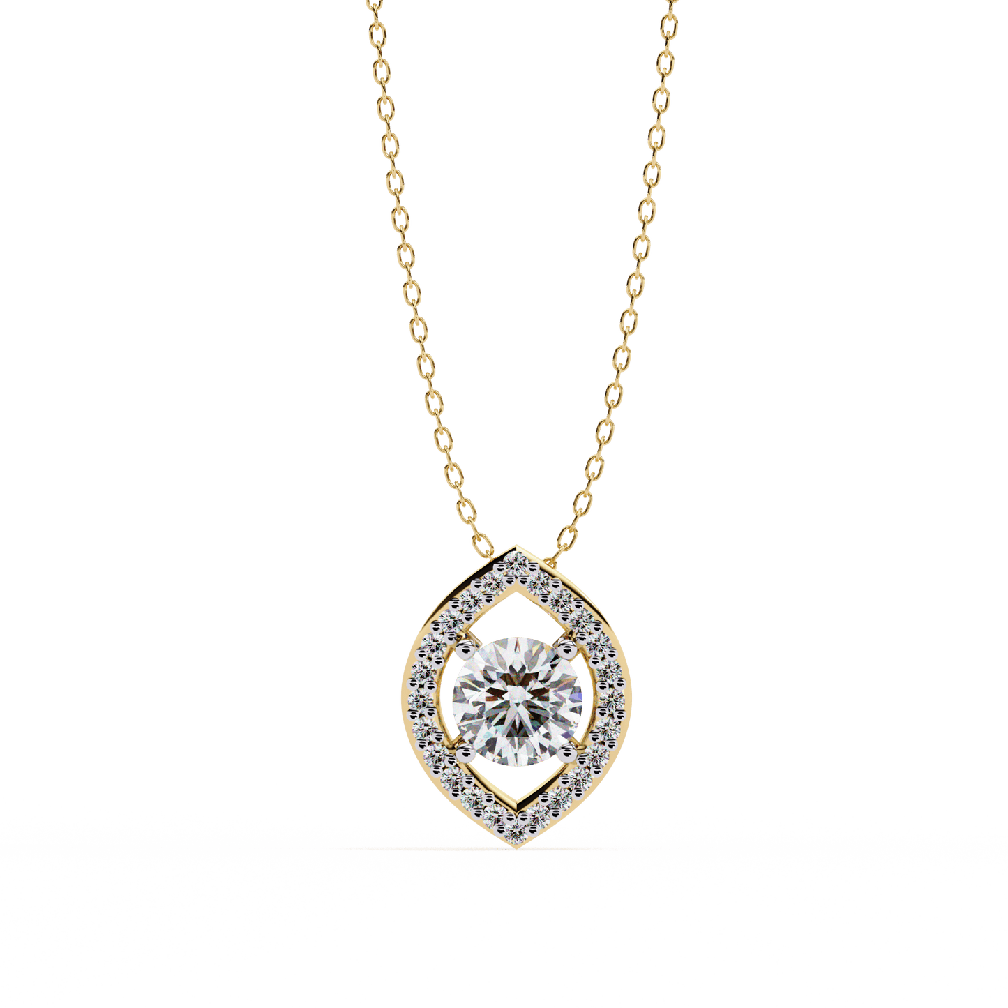 Milena - Marquise Halo Round Diamond Pendant