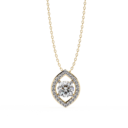 Milena - Marquise Halo Round Diamond Pendant