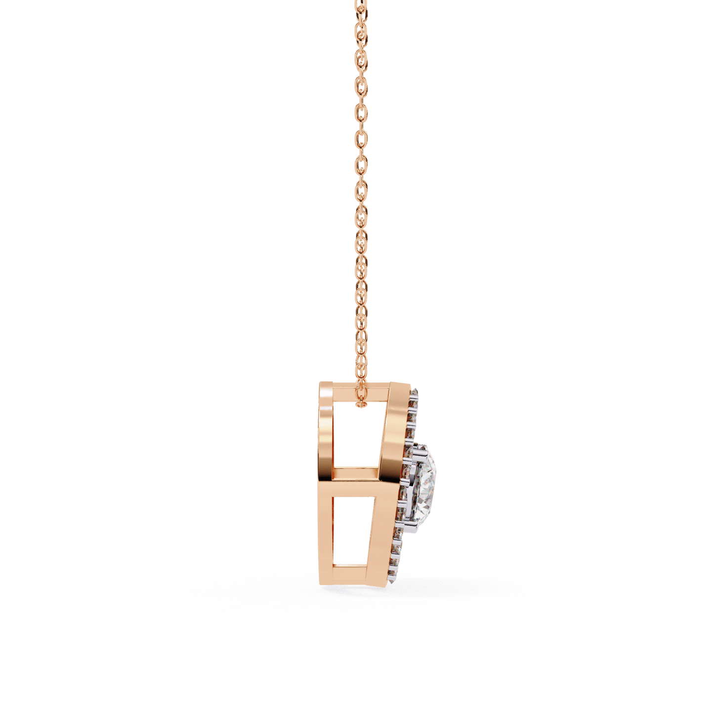 Milena - Marquise Halo Round Diamond Pendant